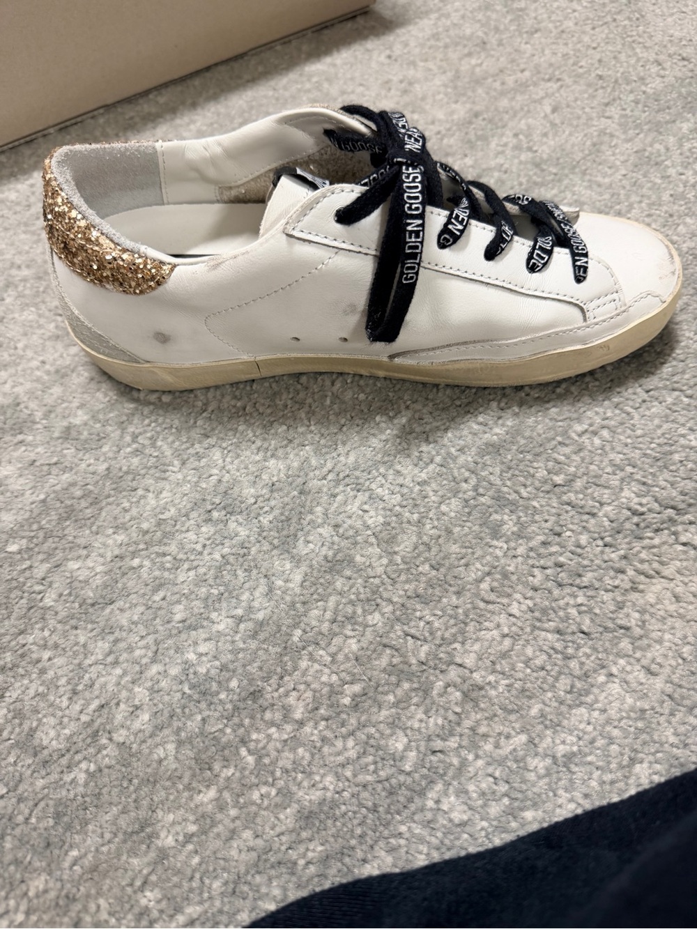 Golden Goose White Sneakers with Silver Star and Gold Heel - Picture 2 of 6